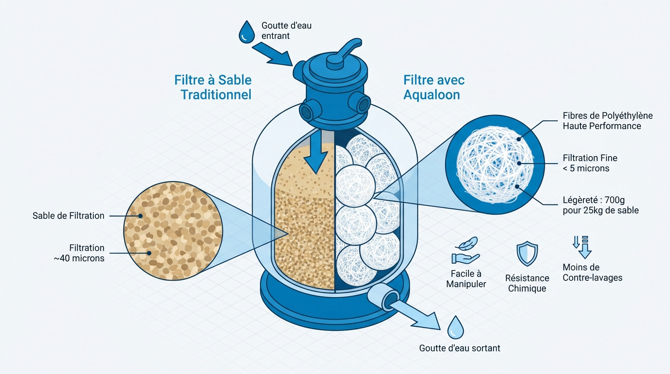 Comparaison filtration sable et Aqualoon