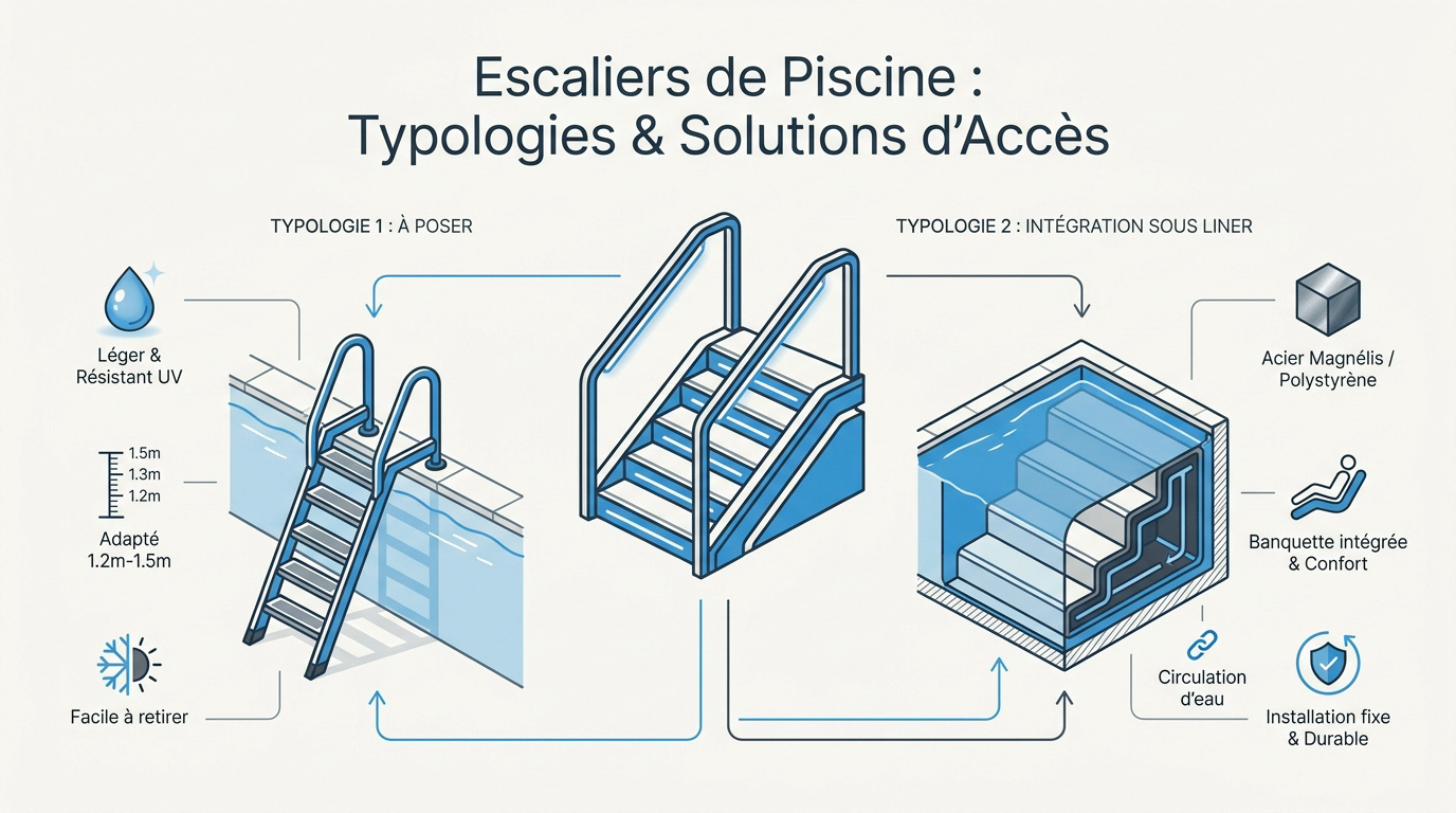 Modèles d'escaliers pour piscines