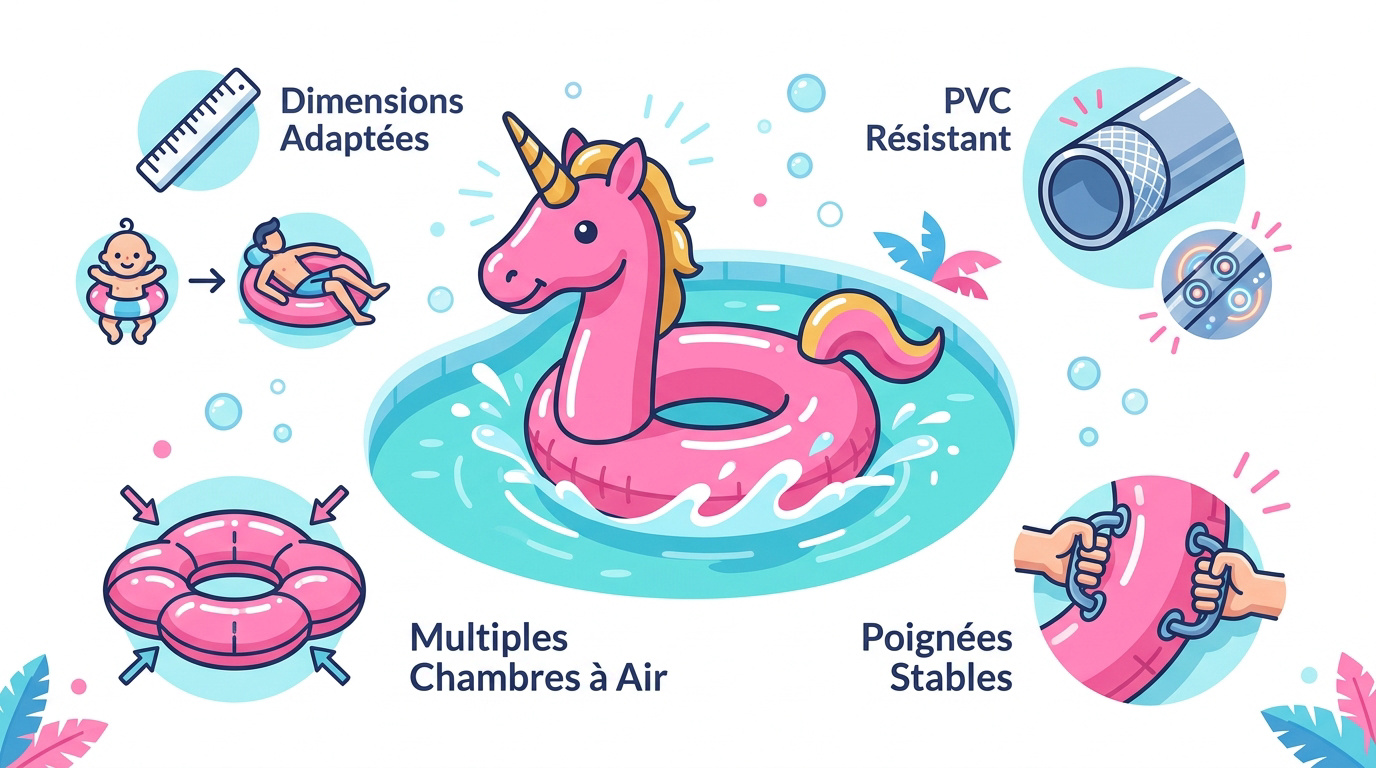 Bouée licorne gonflable géante pour piscine familiale