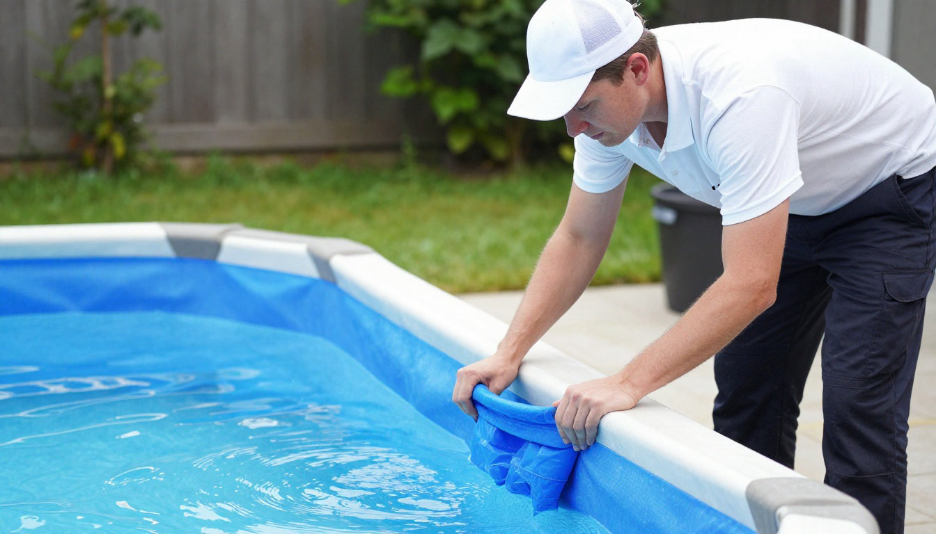Installation du matériel sur paroi béton avec liner
