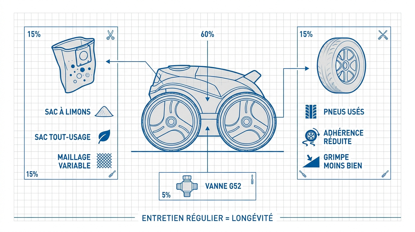 Vue éclatée des pièces détachées essentielles pour robot Polaris 280