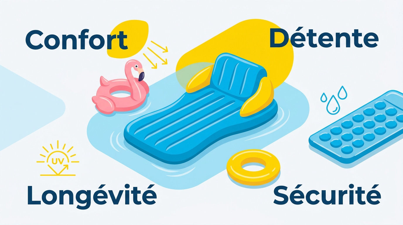 Matelas de piscine gonflable confortable et résistant aux UV pour une détente optimale