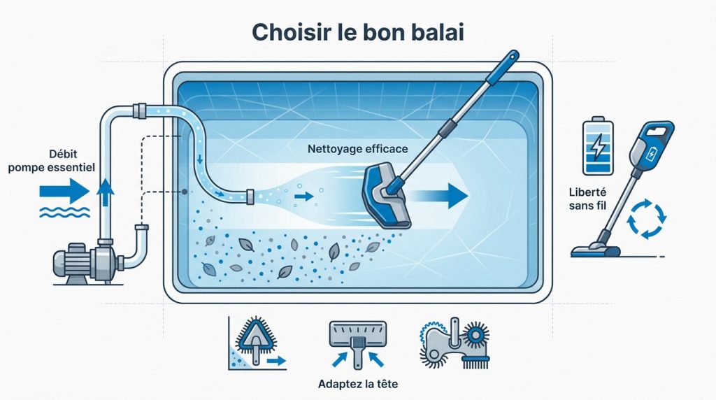 Balai aspirateur piscine : choisir et utiliser son matériel