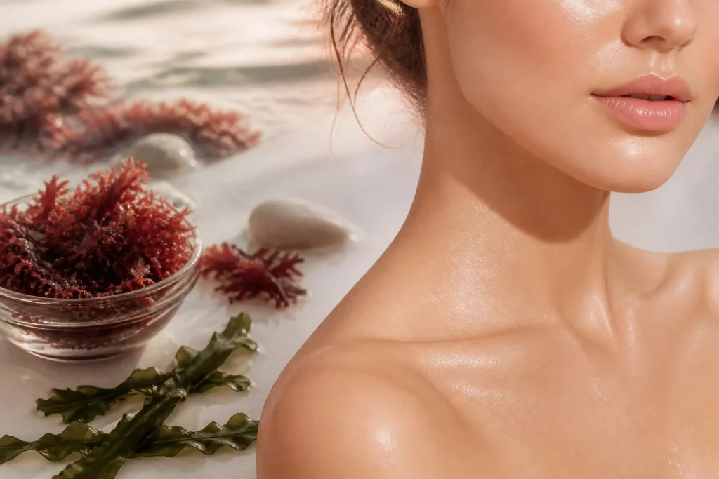 Peau radieuse et algues rouges
