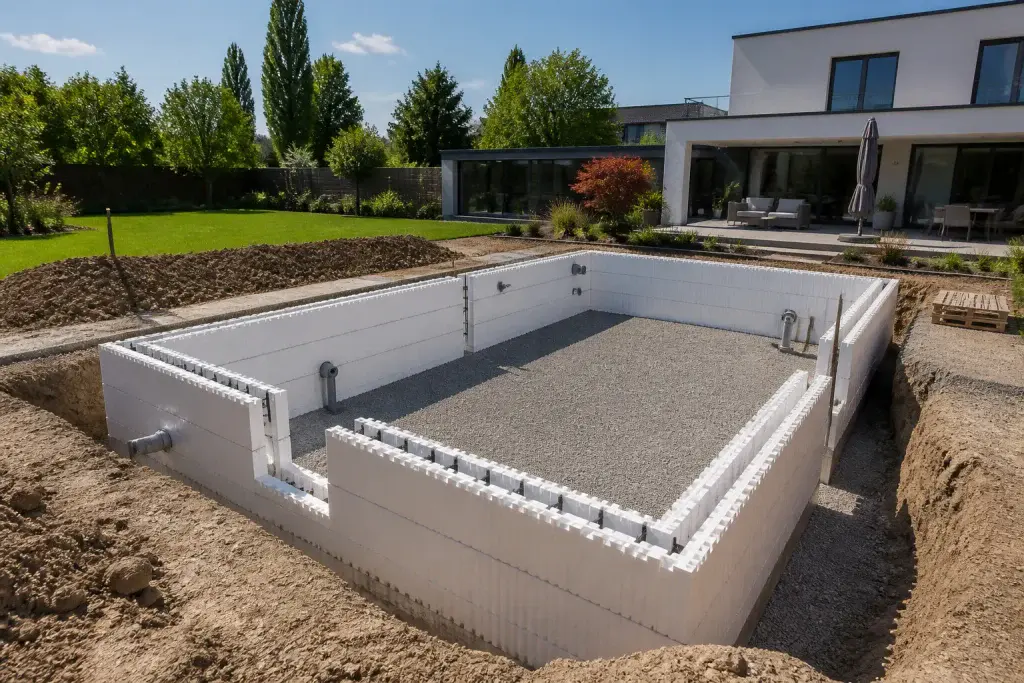 Construction piscine en blocs isolants