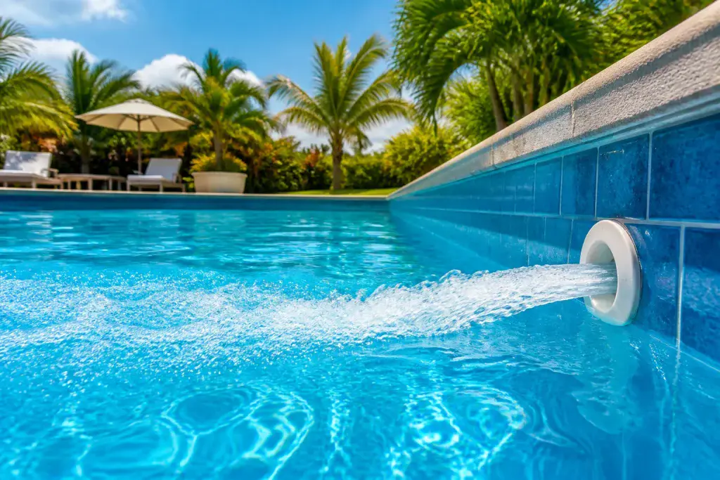 Jet de piscine deau cristalline