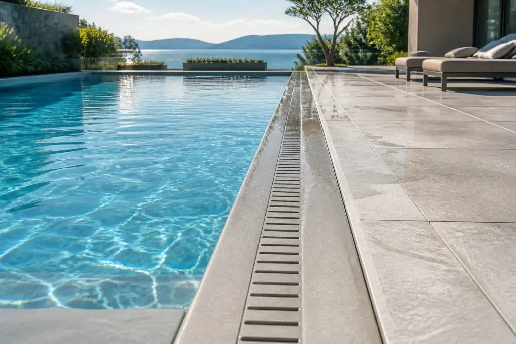 Caniveau de piscine moderne et elegant