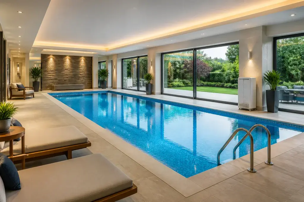 Piscine interieure moderne et sereine