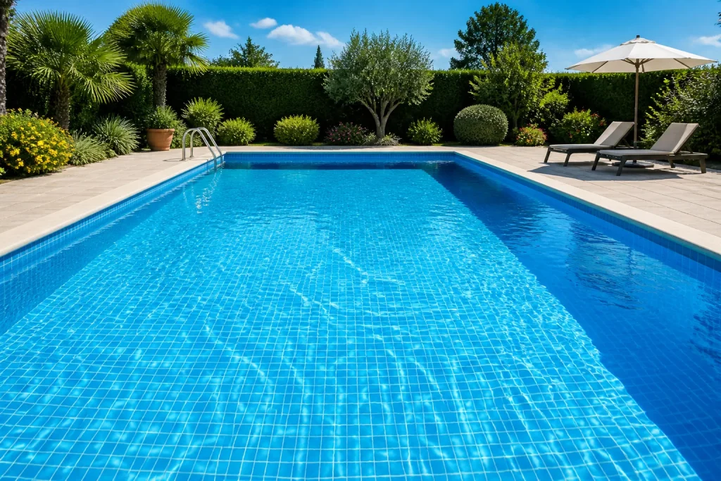Piscine etincelante sous le soleil dete