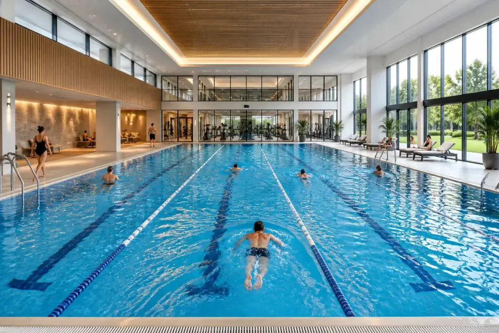 Piscine interieure moderne et lumineuse