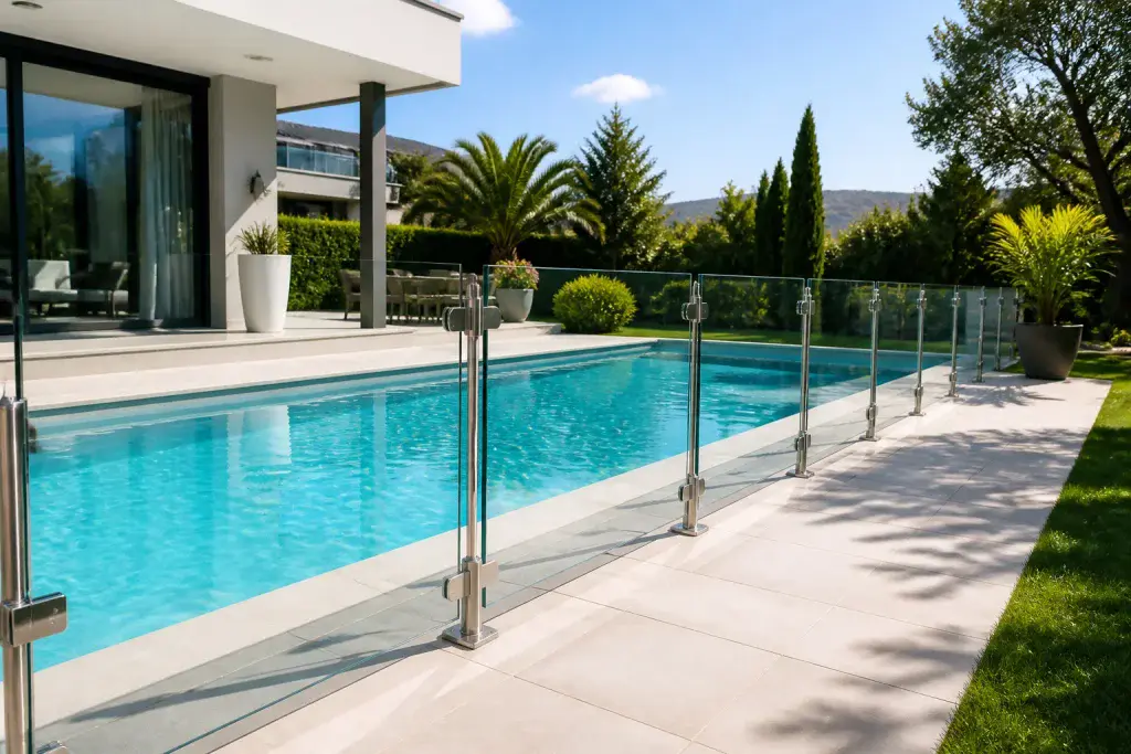 Piscine moderne avec garde corps en verre