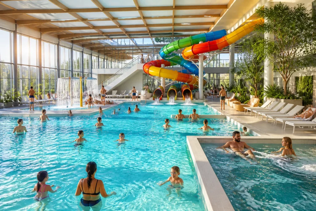 Centre aquatique moderne et anime