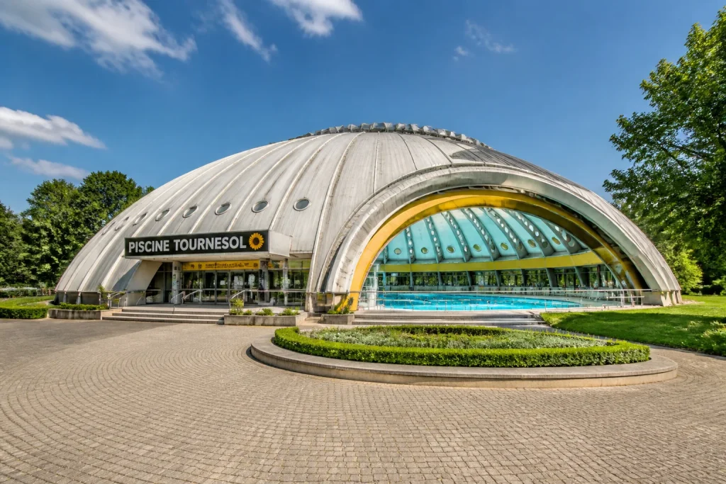 Piscine tournesol icone retro futuriste