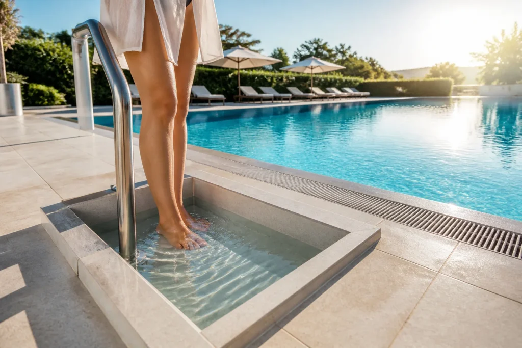Pieds propres avant la baignade