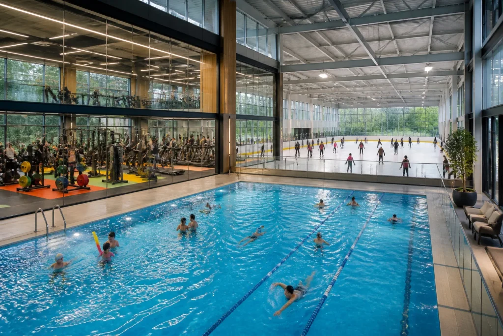 Complexe sportif moderne piscine gym et patinoire