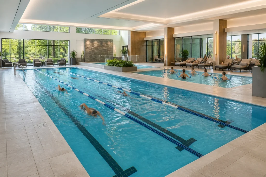 Piscine interieure moderne et lumineuse