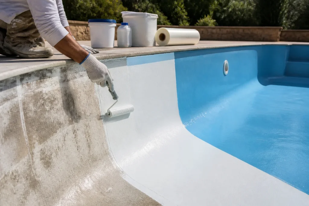 Renovation de piscine application de gelcoat